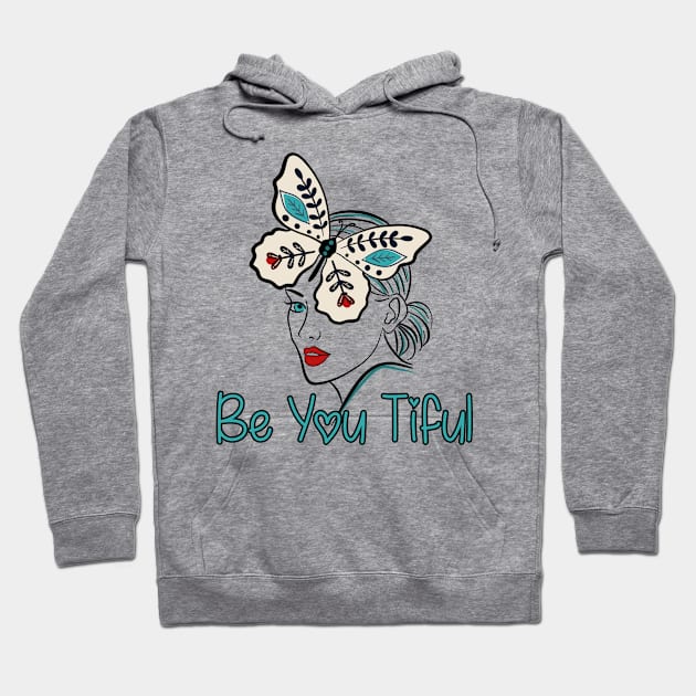 Be You Tiful Line Art Lady Hoodie by Idanitee